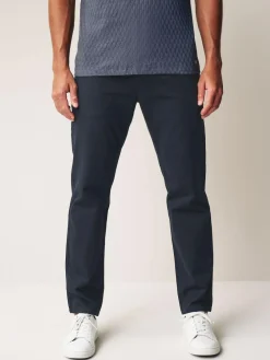 Online Next Straight Fit 100% Cotton Chino Trousers Navy Blue