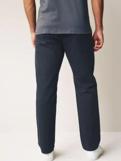 Online Next Straight Fit 100% Cotton Chino Trousers Navy Blue