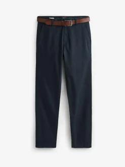 Next Straight Fit Belted Soft Touch Chino Trousers^ Pants & Chinos