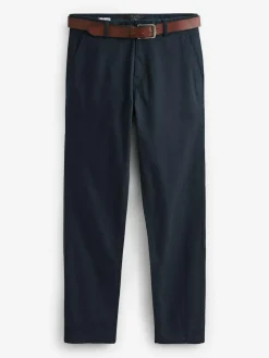 Next Straight Fit Belted Soft Touch Chino Trousers^ Pants & Chinos