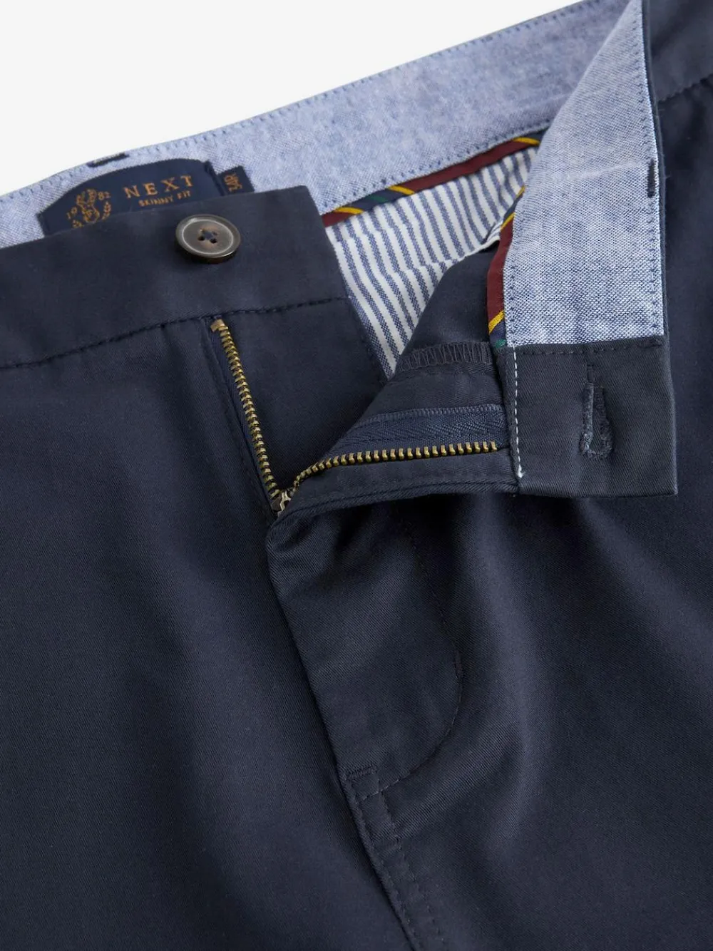 Online Next Navy Blue Straight Fit Stretch Chinos Shorts
