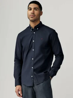 Next Navy Blue Stretch Oxford Long Sleeve Shirt^ Occasionwear|Shirts