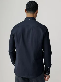 Next Navy Blue Stretch Oxford Long Sleeve Shirt^ Occasionwear|Shirts