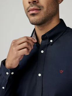 Next Navy Blue Stretch Oxford Long Sleeve Shirt^ Occasionwear|Shirts
