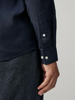 Next Navy Blue Stretch Oxford Long Sleeve Shirt^ Occasionwear|Shirts