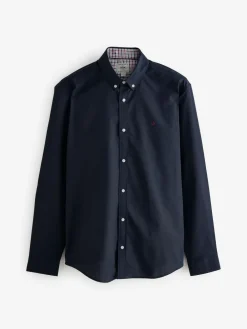 Next Navy Blue Stretch Oxford Long Sleeve Shirt^ Occasionwear|Shirts