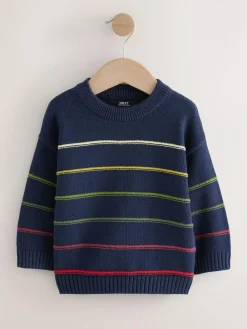 Next Navy Blue Stripe Knitted Jumper (3mths-7yrs)^BOY Knitwear|Knitwear