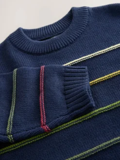 Next Navy Blue Stripe Knitted Jumper (3mths-7yrs)^BOY Knitwear|Knitwear