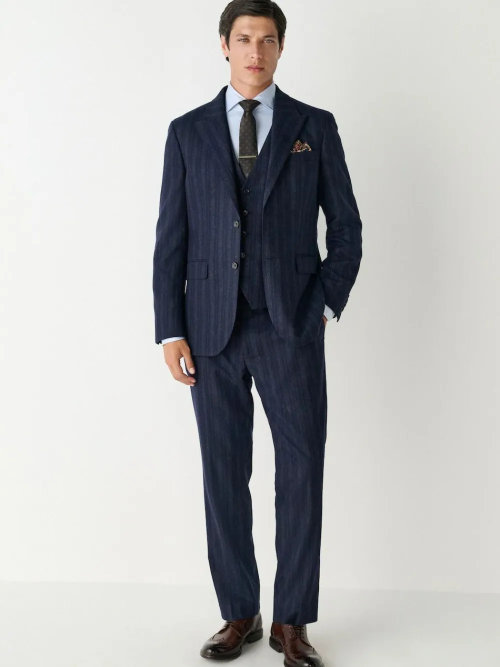 Clearance Next Navy Blue Striped Wool Blend Suit Waistcoat