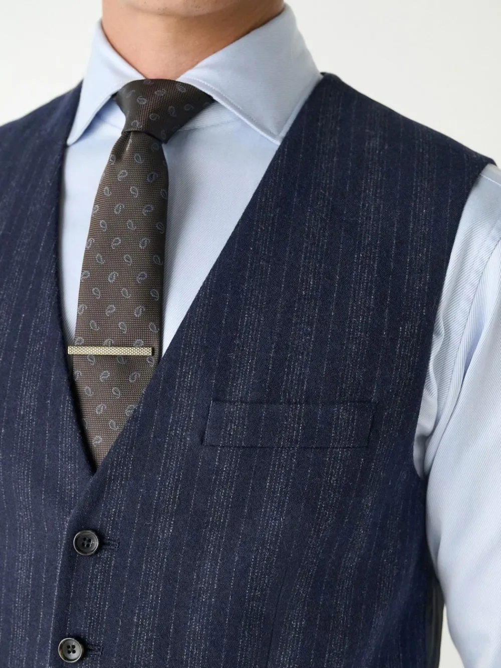 Clearance Next Navy Blue Striped Wool Blend Suit Waistcoat