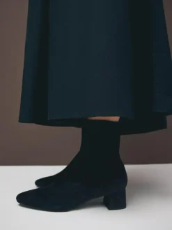 Best Next Motionflex Block Heeled Sock Boots Navy Blue Suede