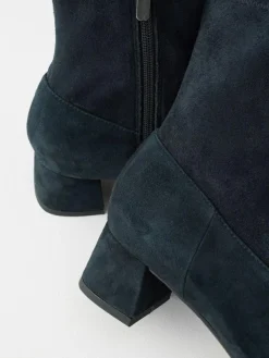 Best Next Motionflex Block Heeled Sock Boots Navy Blue Suede