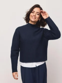 Outlet Next Supersoft High Neck Seam Detail Jumper Navy Blue