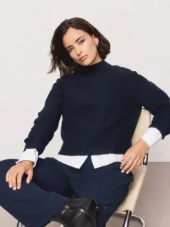 Outlet Next Supersoft High Neck Seam Detail Jumper Navy Blue