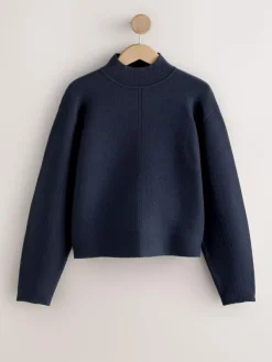 Outlet Next Supersoft High Neck Seam Detail Jumper Navy Blue