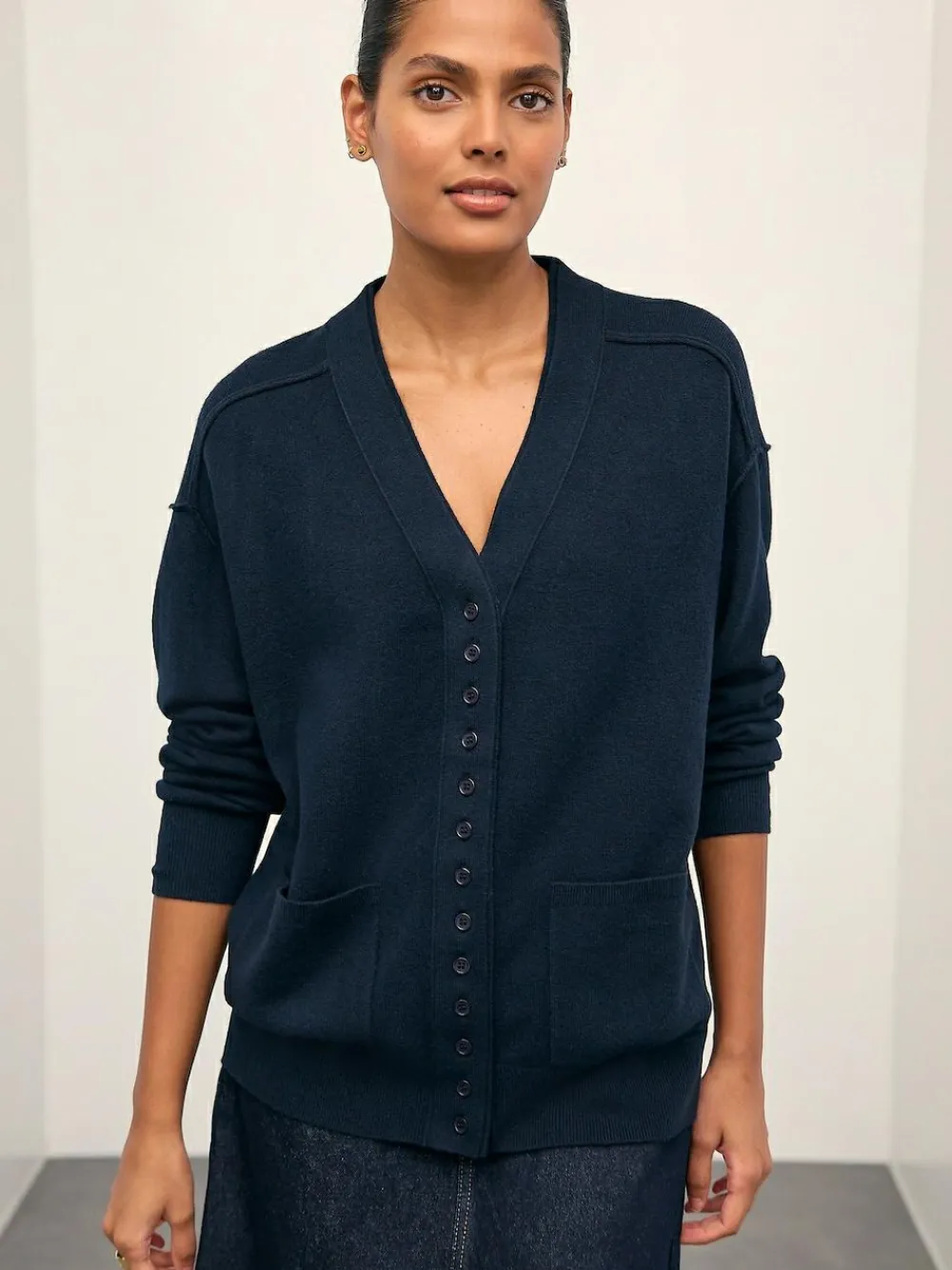 Next Navy Blue Supersoft V-Neck Cardigan With Pockets