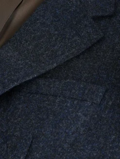 Next Tailored Fit Signature Abraham Moon 100% British Wool Donegal Suit Jacket Navy Blue