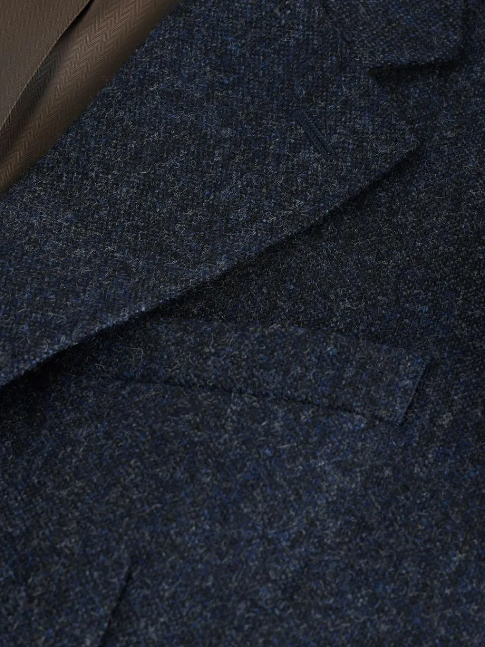 Next Tailored Fit Signature Abraham Moon 100% British Wool Donegal Suit Jacket Navy Blue