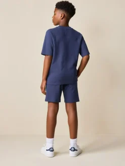Hot Next Textured Short Sleeve T-Shirt and Shorts Set (3-16yrs) Navy Blue