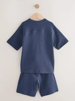 Hot Next Textured Short Sleeve T-Shirt and Shorts Set (3-16yrs) Navy Blue