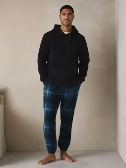 Next Navy Blue Thermal Fleece Bottoms Long Sleeve Hoodies Set^ Pyjamas