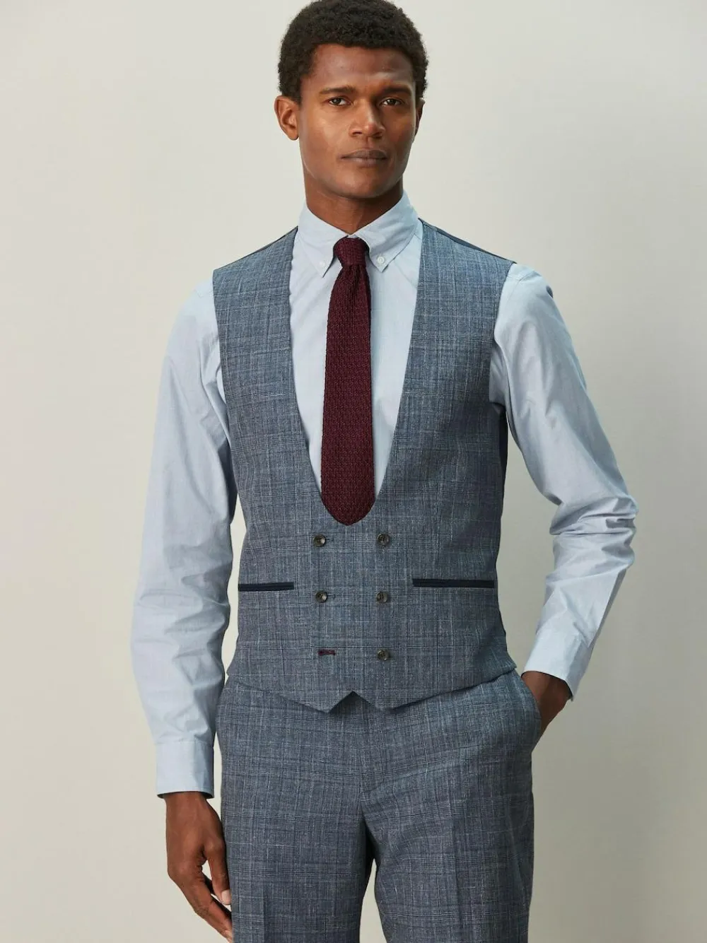 Next Trimmed Check Suit Waistcoat^ Vests