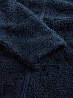 Hot Next Full Zip Funnel Neck Fleece Navy Blue Tufted