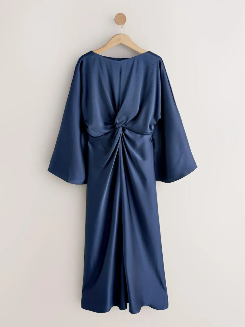 Best Next Twist Front Long Sleeve Satin Maxi Dress Navy Blue