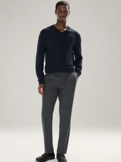 New Next V-Neck Cotton Rich Long Sleeve Jumper Navy Blue