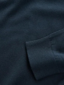 New Next V-Neck Cotton Rich Long Sleeve Jumper Navy Blue