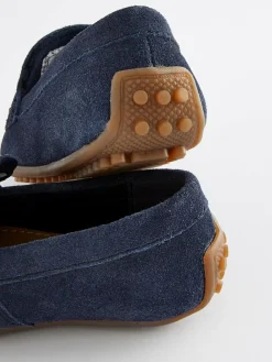 Best Next Wide Fit (G) Suede Slip-Ons Loafer Shoes Navy Blue