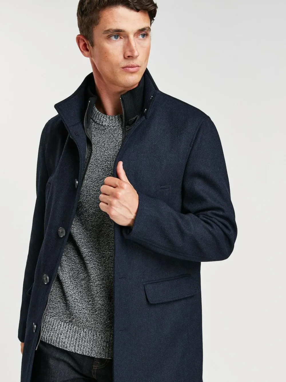 Next Wool Blend Mock Gilet Herringbone Padded Coat^ Coats & Jackets|Coats & Jackets