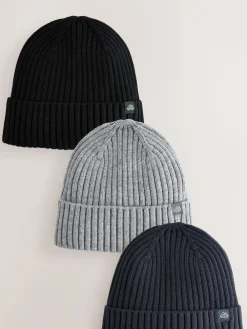 Next Knitted Beanie Hats 3 Pack (1-16yrs)^BOY Hats