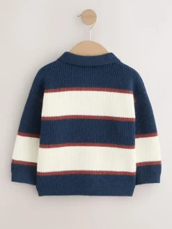 Next Knitted Stripe Rugby Polo Shirt (3mths-7yrs)^BOY Knitwear & Sweaters|Knitwear