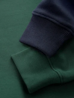 Clearance Next Cotton Rich Jersey Crew Sweatshirts 2 Pack Navy Blue/Green