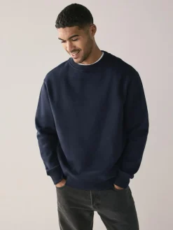 Clearance Next Cotton Rich Jersey Crew Sweatshirts 2 Pack Navy Blue/Green