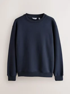 Clearance Next Cotton Rich Jersey Crew Sweatshirts 2 Pack Navy Blue/Green