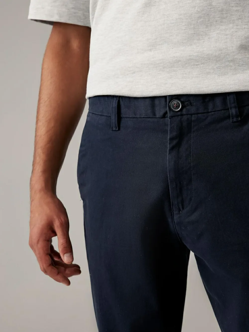 Clearance Next Slim Fit Stretch Chino Trousers 2 Pack Navy Blue/Grey Charcoal