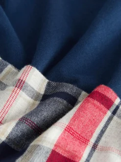 New Next Check Woven Short Sleeve Pyjamas Set Navy Blue/Grey