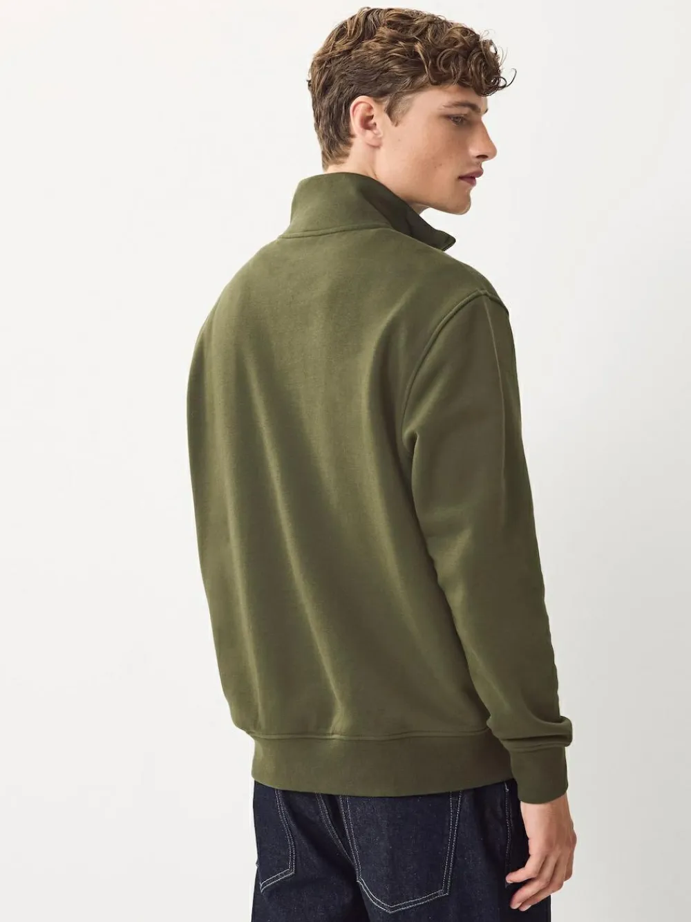 Next Navy Blue/Khaki Green 2 Pack Cotton Rich Heavyweight Jersey Quarter Zip Neck Sweatshirts^ Sweatshirts & Hoodies|Sweatshirts & Hoodies
