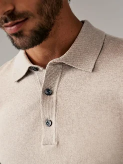 Best Next Regular Fit Knitted Long Sleeve Polo Shirts 2 Pack Navy Blue/Neutral