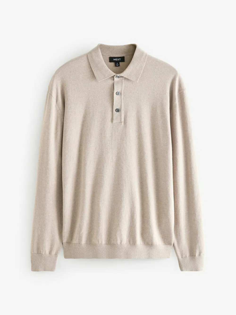 Best Next Regular Fit Knitted Long Sleeve Polo Shirts 2 Pack Navy Blue/Neutral