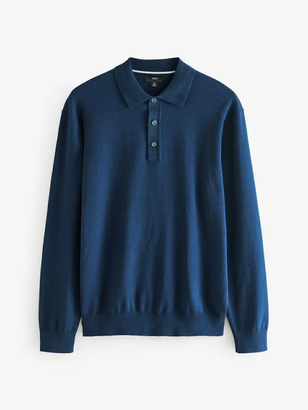 Best Next Regular Fit Knitted Long Sleeve Polo Shirts 2 Pack Navy Blue/Neutral