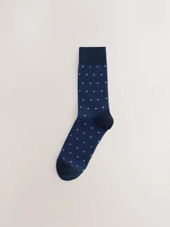 Hot Next Pattern Smart Socks 5 Pack Navy Blues