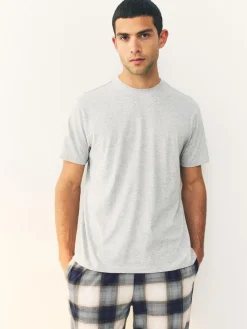 Next Navy Blue/Stone Motionflex Cosy Pyjamas Set 2 Pack