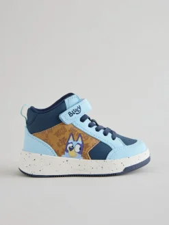 Next Navy Bluey Standard Fit (F) Touch Fastening Elastic Lace Hi Top Trainers^BOY Boots|Boots