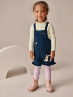 Outlet Next Navy Bunny Corduroy Dungarees Top and Tights Set (3mths-7yrs)