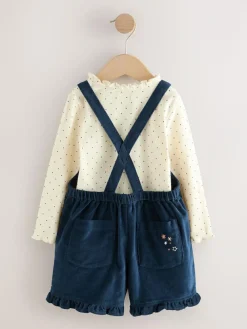 Outlet Next Navy Bunny Corduroy Dungarees Top and Tights Set (3mths-7yrs)