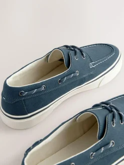 Next Navy Canvas Boat Shoes^ Shoes