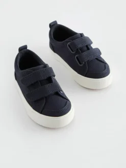 Next Standard Fit (F) Two Strap Touch Fastening Trainers Navy Canvas